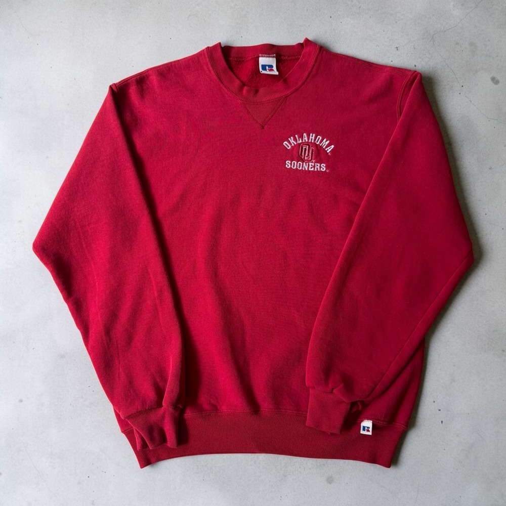 Vintage Russell Athletic Oklahoma Sooners Sweatshirt Red Crewneck Mens Medium